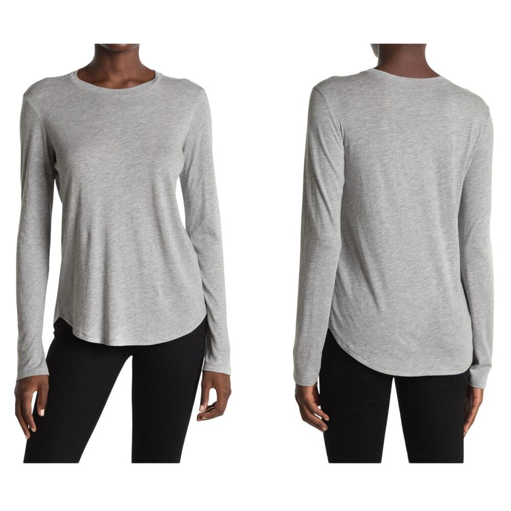 Vince Little Boy Long Sleeve Crew Neck Tee Top in Gray Size XS